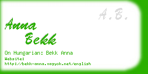 anna bekk business card